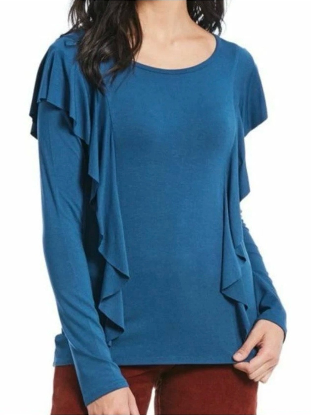 Frye Teal Blue Ruffle Top NWT size women’s XS